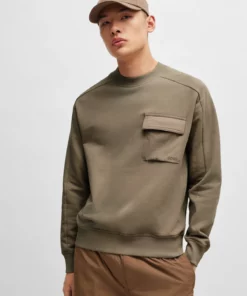 Boss Pocket Cargo Sweatshirt Light Brown