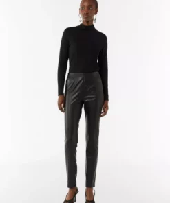 Comma, Faux Leather Trousers Black