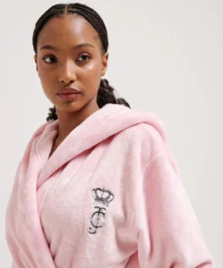 Juicy Couture Crown Plush Hooded Robe Almond Blossom