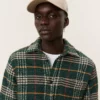 Les Deux Kaleb Check Overshirt Pine Green/Ivory