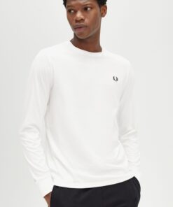 Fred Perry Long Sleeve Crew Neck T-shirt Snow White