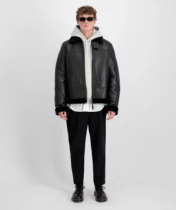 Alpha Industries B3 Leather Jacket Black