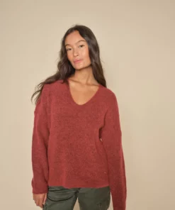 Mos Mosh Thora V-Neck Knit Garnet