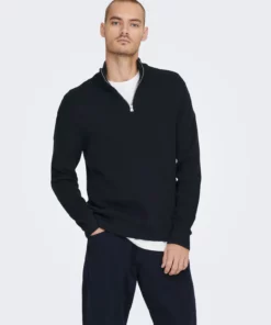 Only & Sons Phil Half Zip Knit Dark Blue