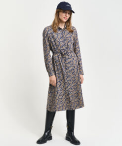 Gant Woman Paisley Shirt Dress Persian Blue