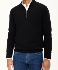 Oscar Jacobson Patton Half Zip Knit Black