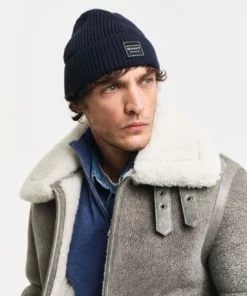 Gant Cotton Ribbed Beanie Evening Blue