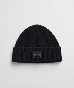 Gant Cotton Ribbed Beanie Black