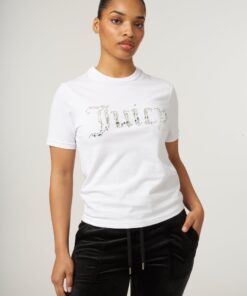 Juicy Couture Diamante Jewel Logo Girlfriend T-shirt White