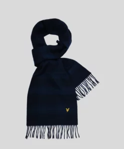 Lyle & Scott Check Lambswool Scarf Dark Navy/ Dark Denim