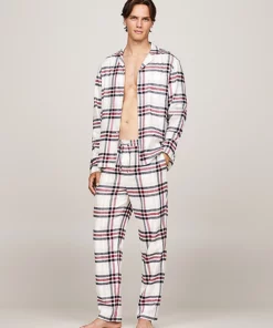 Tommy Hilfiger Ls Flannel Pyjama Set Heritage Plaid Ivory