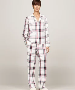 Tommy Hilfiger Flannel Pyjama + Slippers Set Heritage Check Ivory