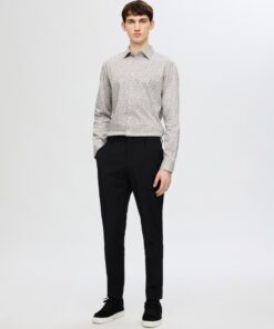 Selected Homme Slim Performance AOP Shirt Egret