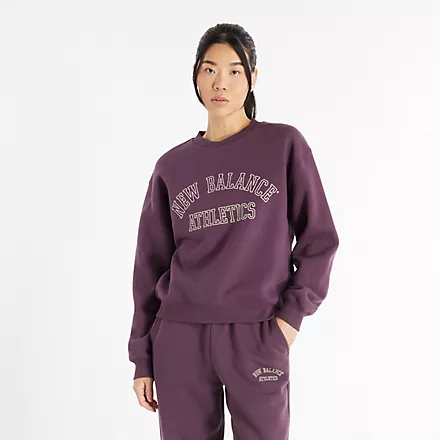 New Balance Graphic Fleece Crew Plum Brown